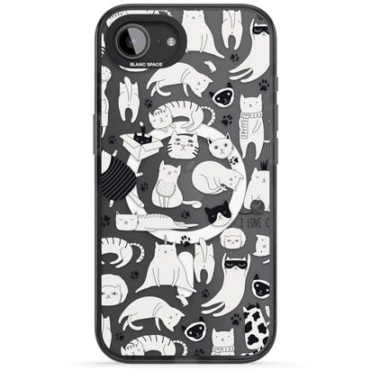 Cartoon Cat Collage Black & White