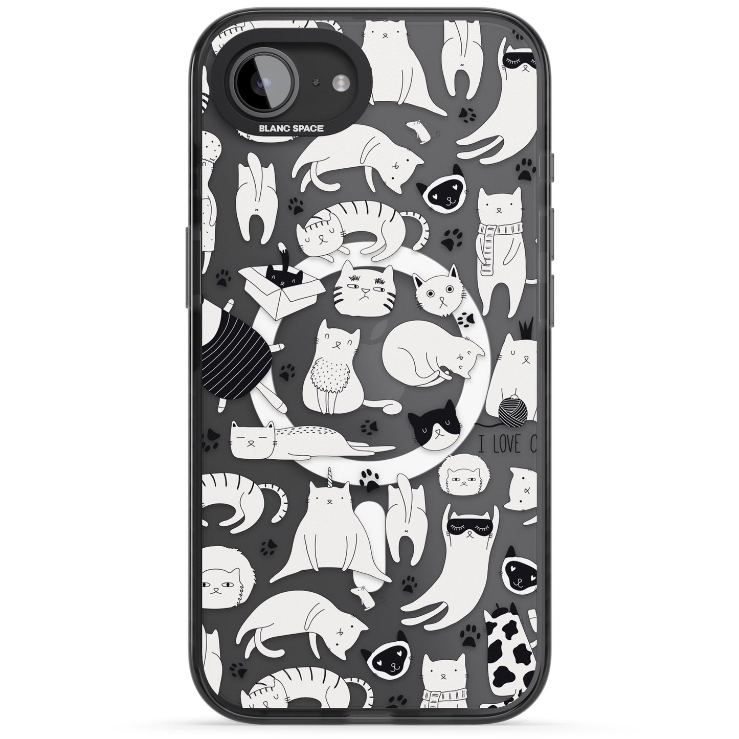 Cartoon Cat Collage Black & White