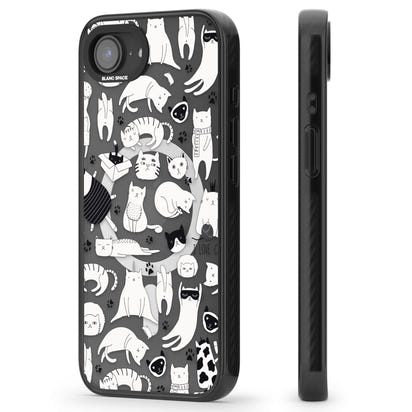 Cartoon Cat Collage Black & White