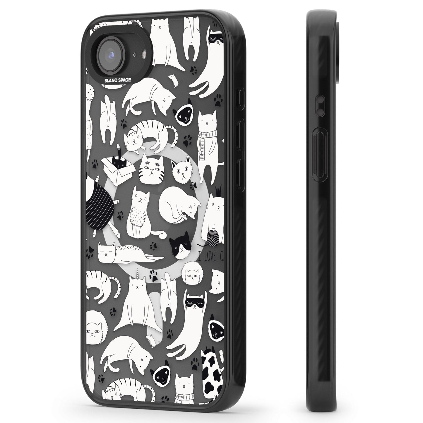 Cartoon Cat Collage Black & White