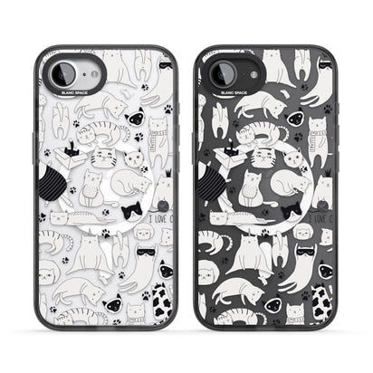 Cartoon Cat Collage Black & White