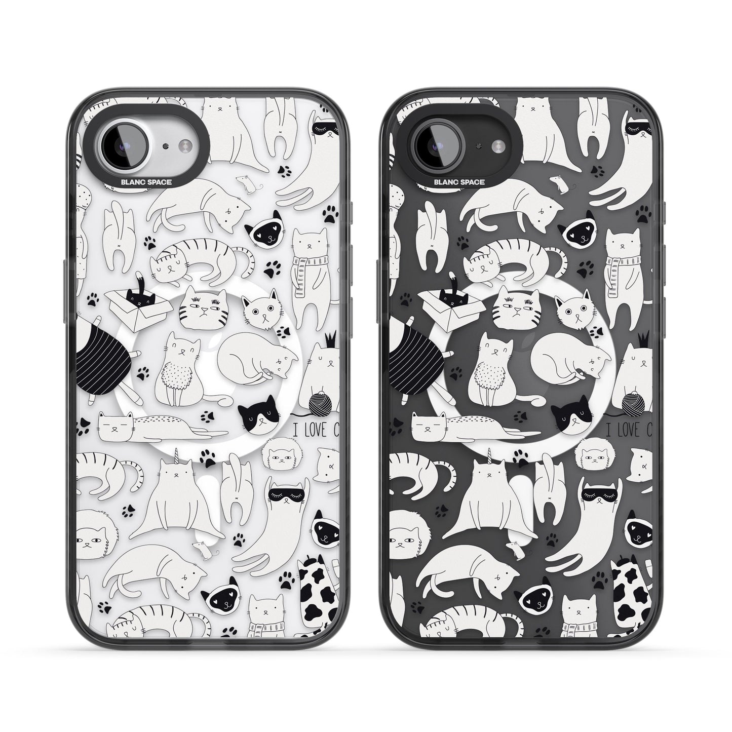 Cartoon Cat Collage Black & White