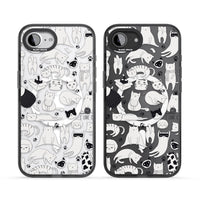 Cartoon Cat Collage Black & White