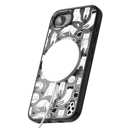 Cartoon Cat Collage Black & White