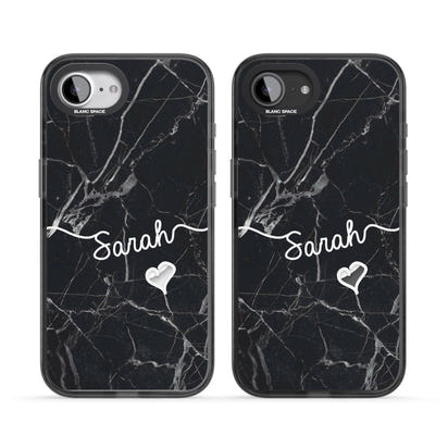 Personalised Black Marble Heart