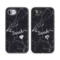 Personalised Black Marble Heart