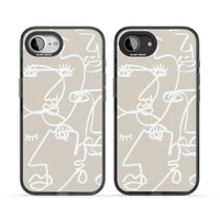 Abstract Line Art White Beige