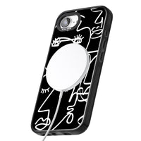 Art abstrait au trait blanc et noir