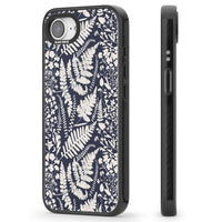 Fleurs sauvages et fougères sur fond bleu marine