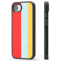 Grille abstraite rouge, bleue, jaune