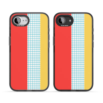 Grille abstraite rouge, bleue, jaune