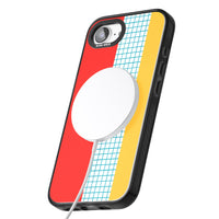 Grille abstraite rouge, bleue, jaune