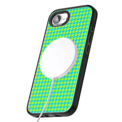 Neon Lime & Turquoise Houndstooth