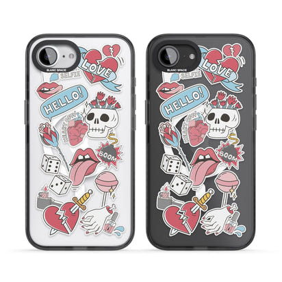 Autocollants Crâne et Fleurs