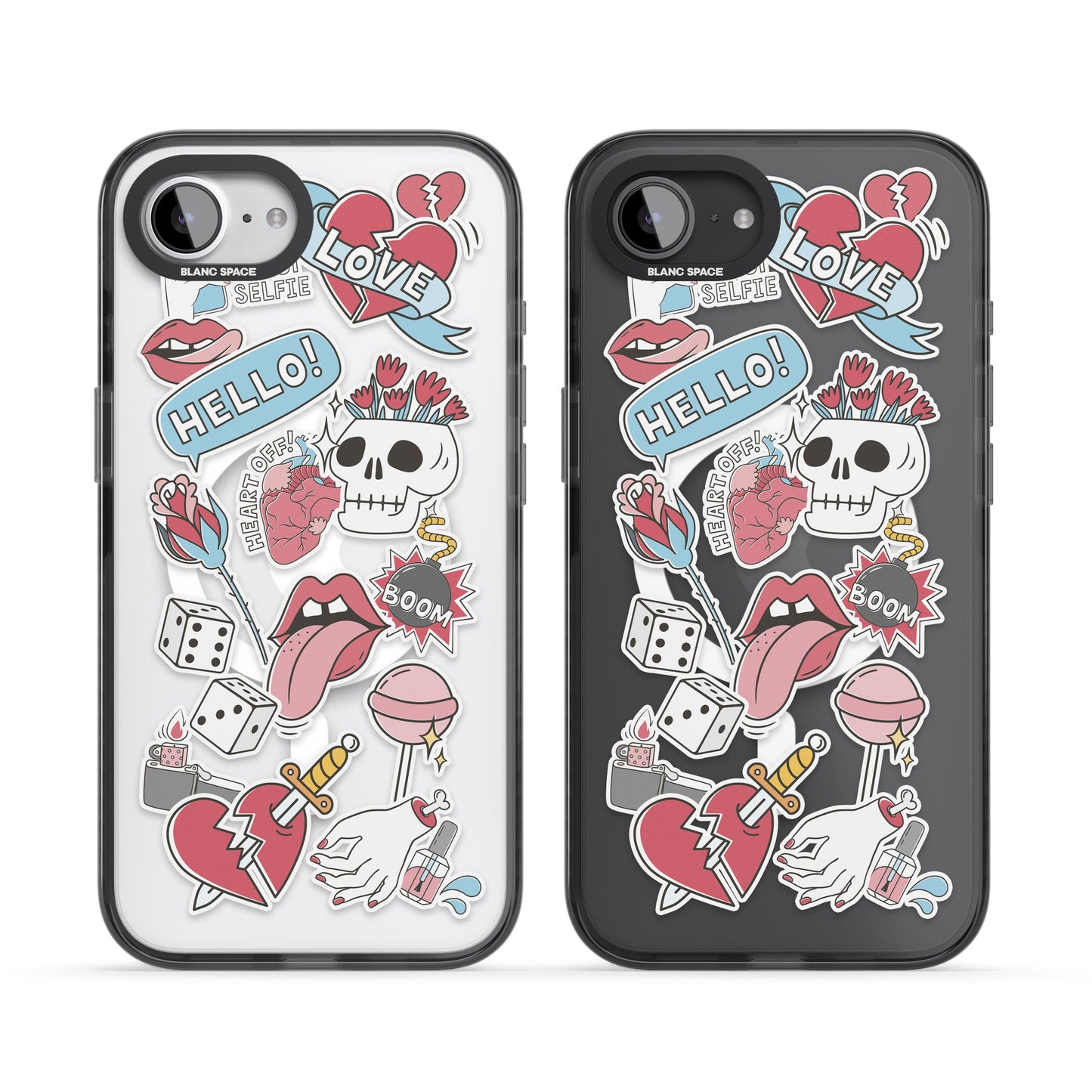 Autocollants Crâne et Fleurs