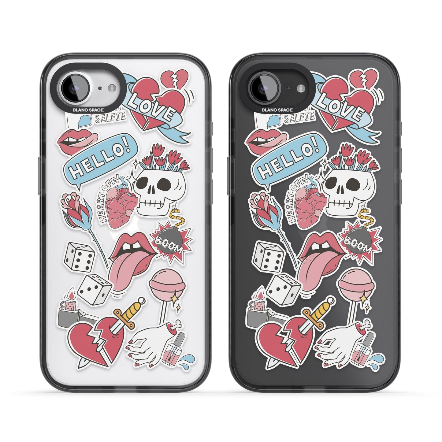 Autocollants Crâne et Fleurs