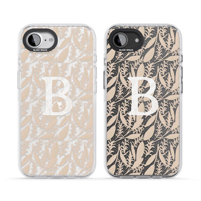 Monogramme personnalisé, motif floral abstrait subtil.