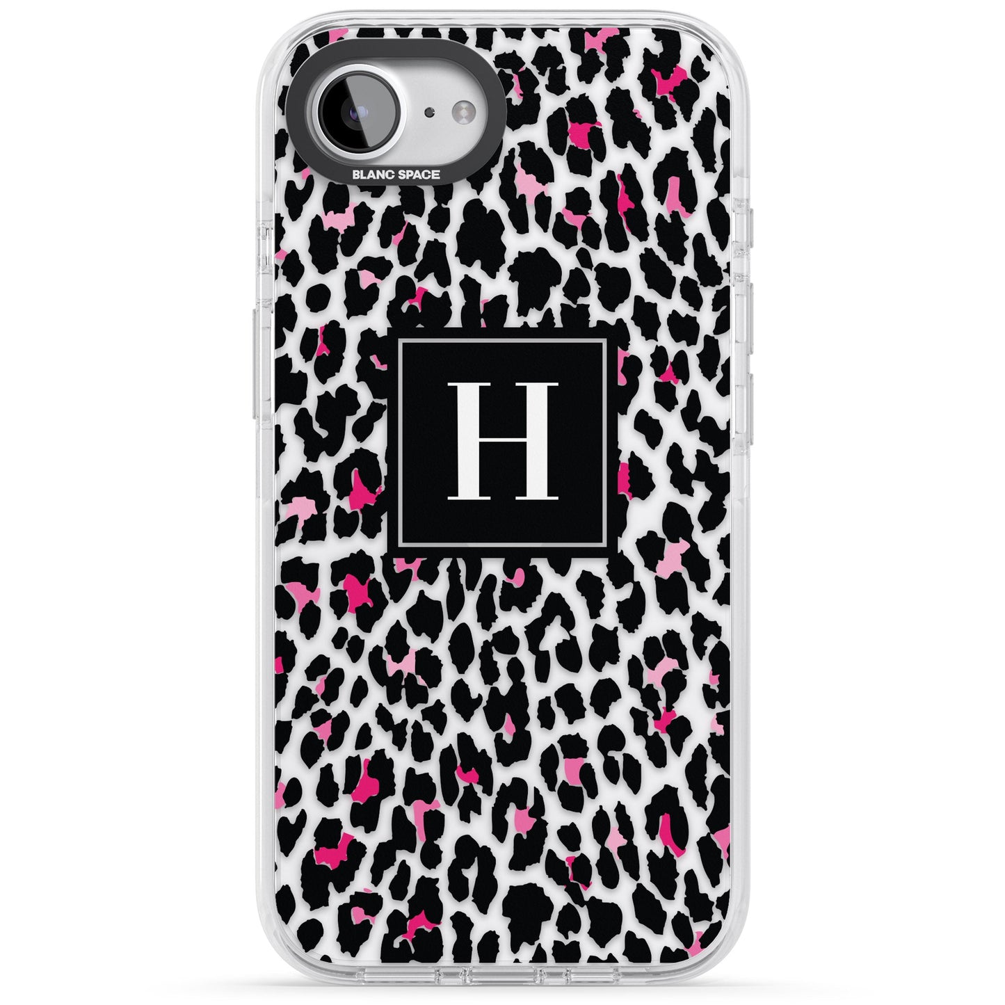 Personalised Clear Pink Leopard Monogram