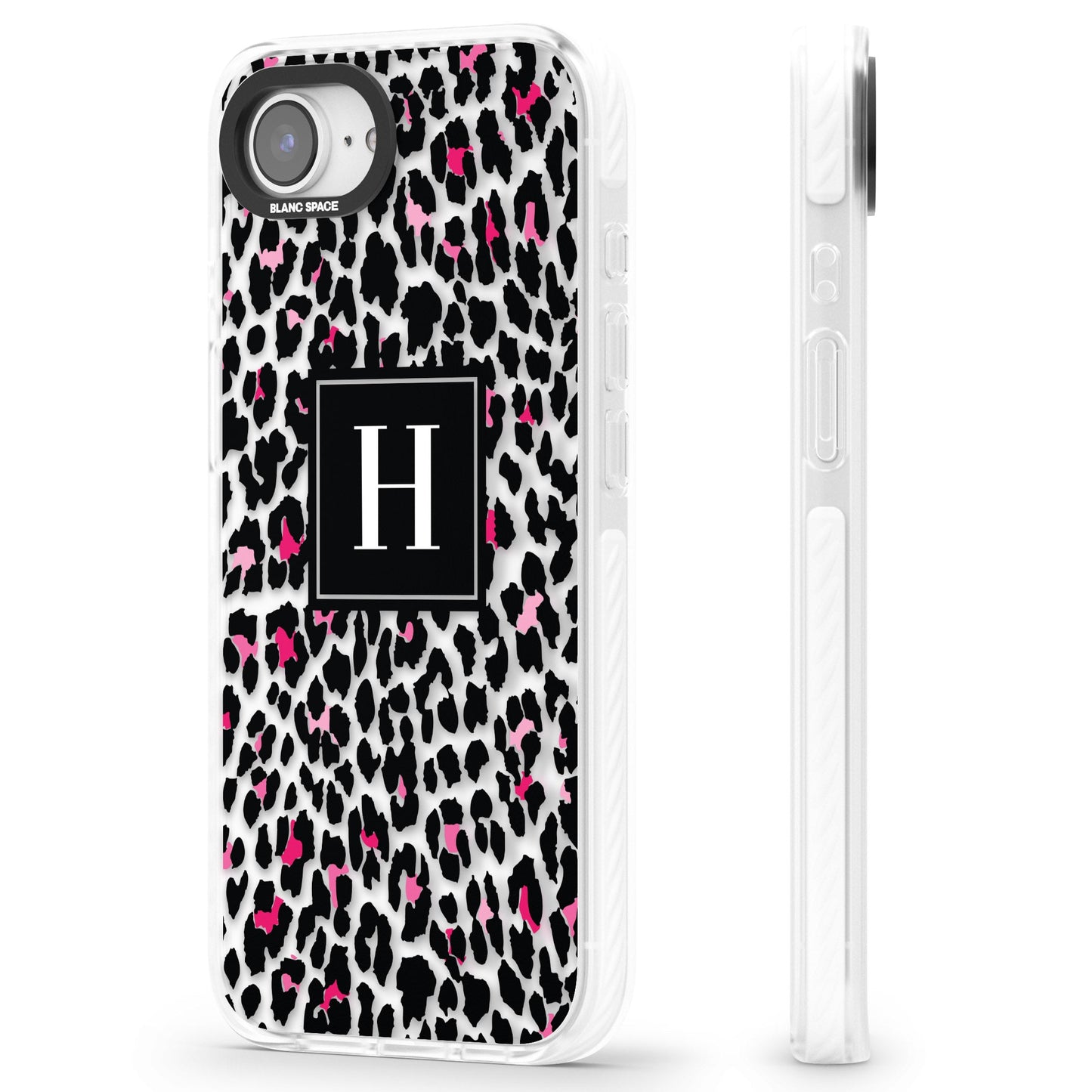 Personalised Clear Pink Leopard Monogram