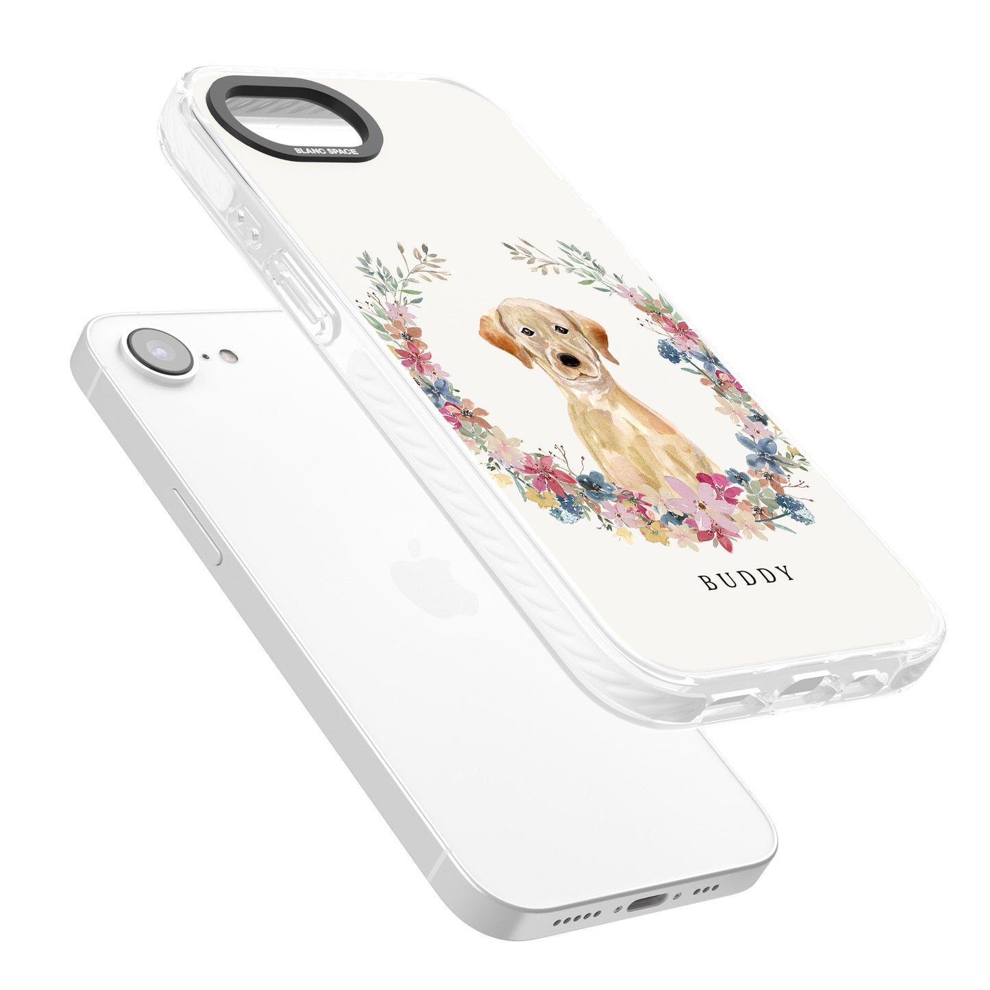 Portrait floral personnalisé d'un Labrador Retriever jaune