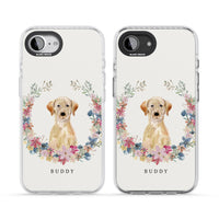 Portrait floral personnalisé d'un Labrador Retriever jaune