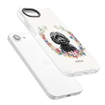 Personalised Black Cockapoo Floral Portrait