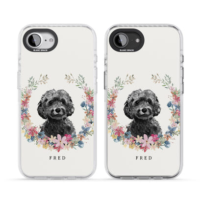 Personalised Black Cockapoo Floral Portrait