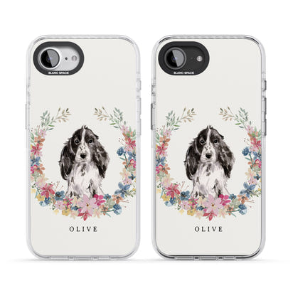 Personalisiertes Blumenporträt eines schwarzen Cocker Spaniels