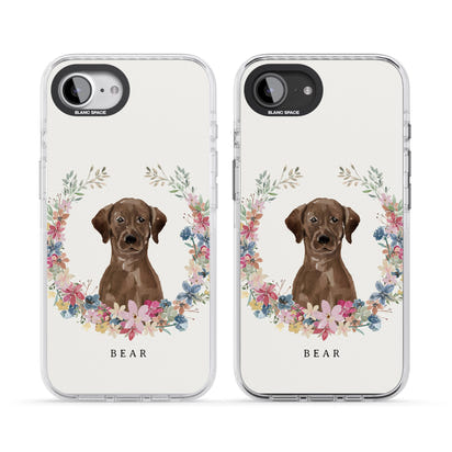 Personalised Chocolate Labrador Floral Portrait