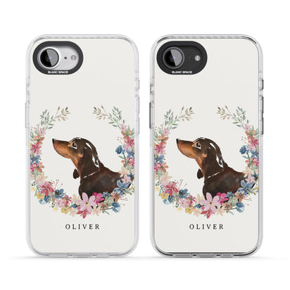 Personalised Black & Tan Dachshund Floral Portrait