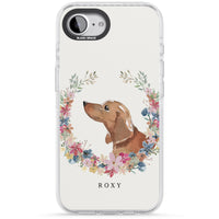 Personalised Tan Dachshund Floral Portrait