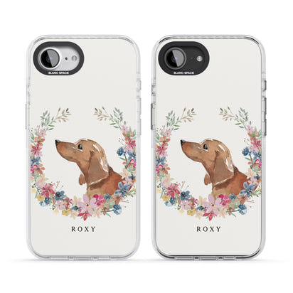 Personalised Tan Dachshund Floral Portrait
