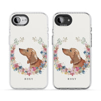Personalised Tan Dachshund Floral Portrait