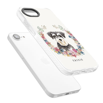 Personalised Watercolor Schnauzer Floral Portrait