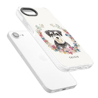 Personalised Watercolor Schnauzer Floral Portrait