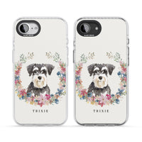 Personalised Watercolor Schnauzer Floral Portrait