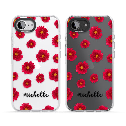 Personalised Red Peonies & Cursive