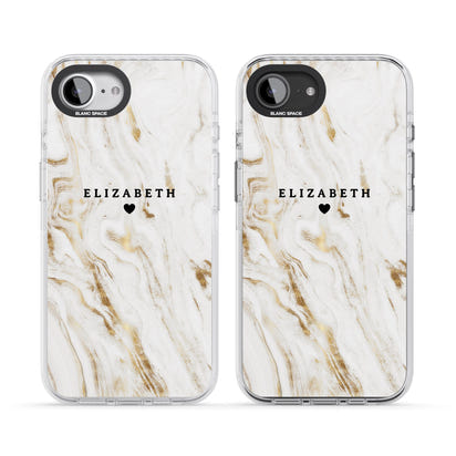 Personalised White & Gold Swirl Marble