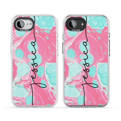 Personalised Turquoise & Pink Marbled