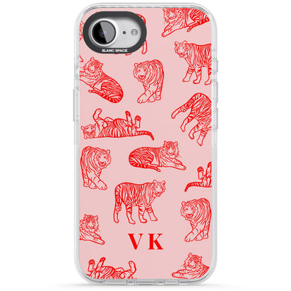 Personalised Red Tiger Outlines On Pink