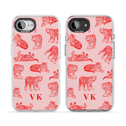 Personalised Red Tiger Outlines On Pink
