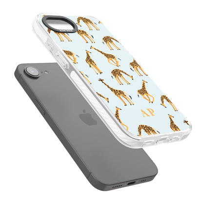 Personalisiertes Safari-Giraffenmuster auf Blau