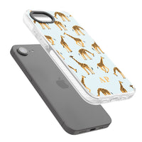 Personalisiertes Safari-Giraffenmuster auf Blau