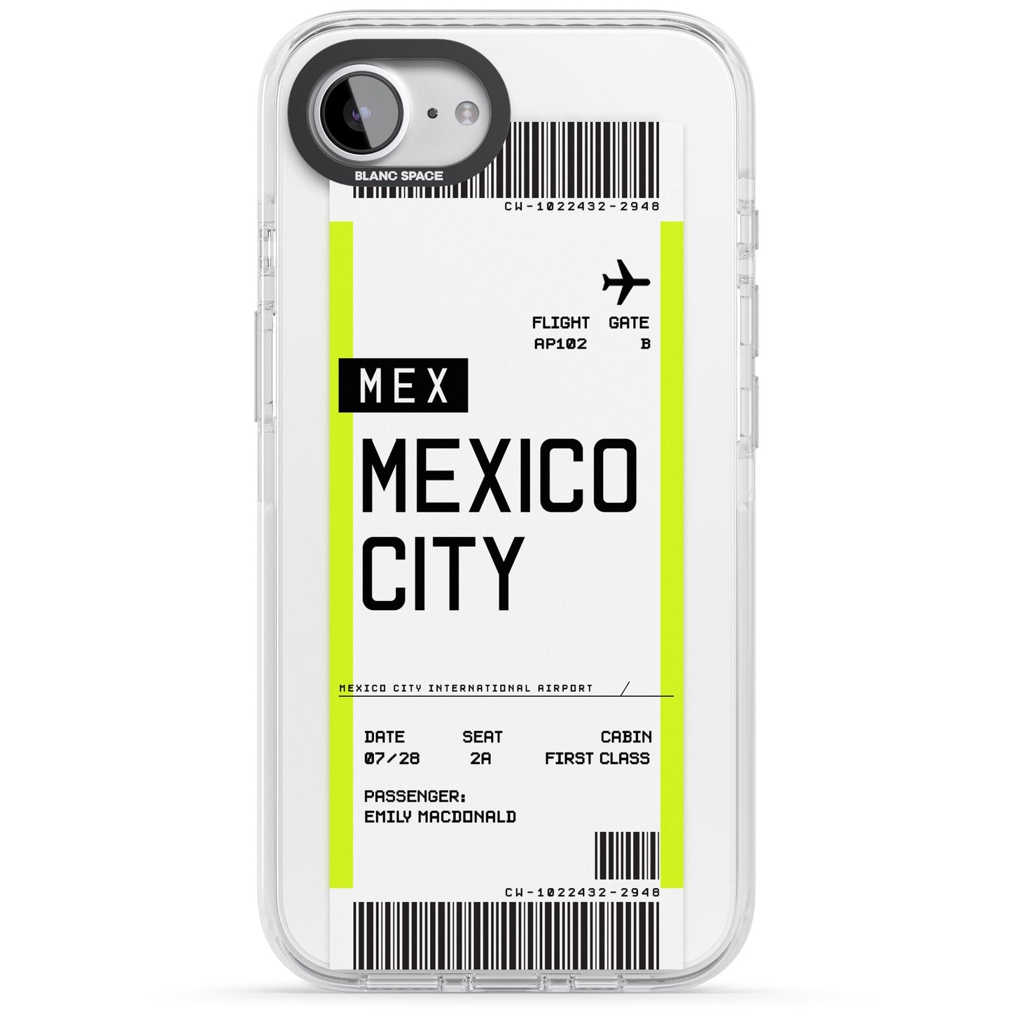 Carte d'embarquement personnalisée pour Mexico