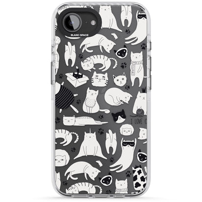 Cartoon Cat Collage Black & White