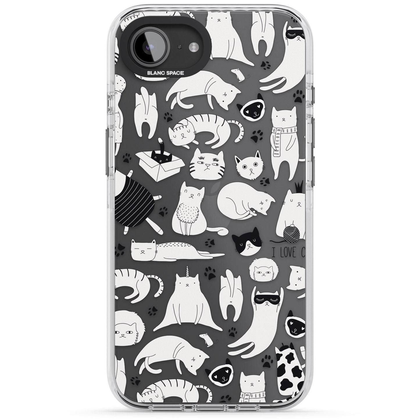 Cartoon Cat Collage Black & White