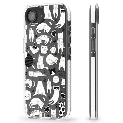 Cartoon Cat Collage Black & White