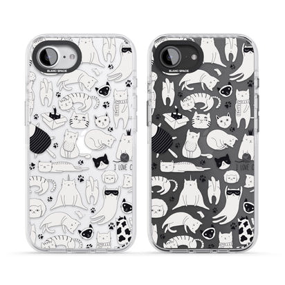 Cartoon Cat Collage Black & White