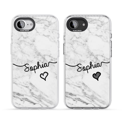 Personalised White Marble Heart