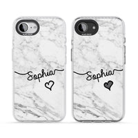 Personalised White Marble Heart